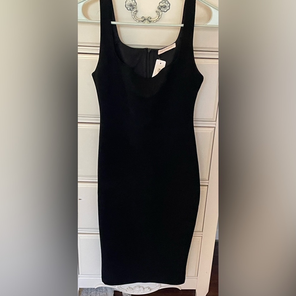 Pookie And Sebastian Kay Square Neck Fitted Ultra Suede Dress Size Small NWT